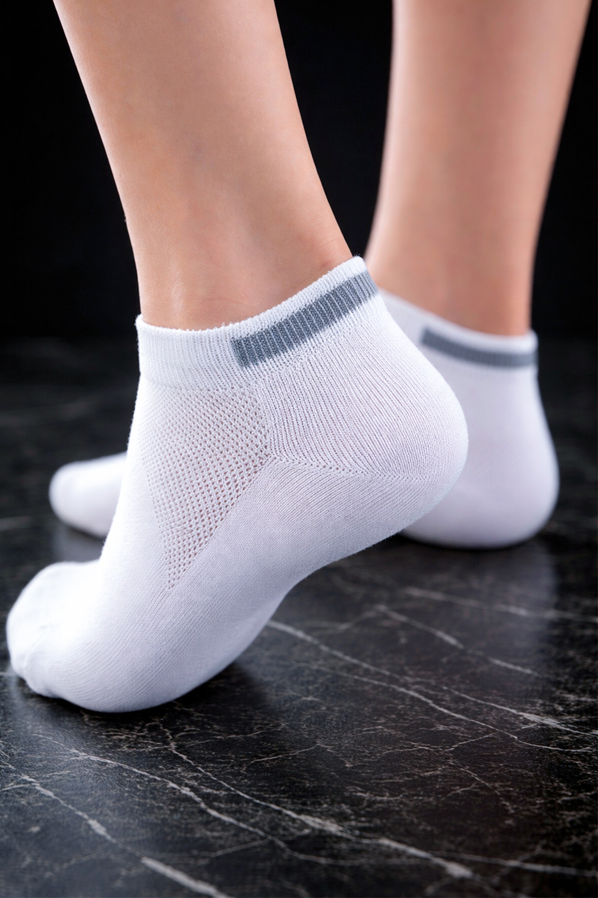 Kadın Soft 5'Li Set Patik Çorap Çizgi Desenli