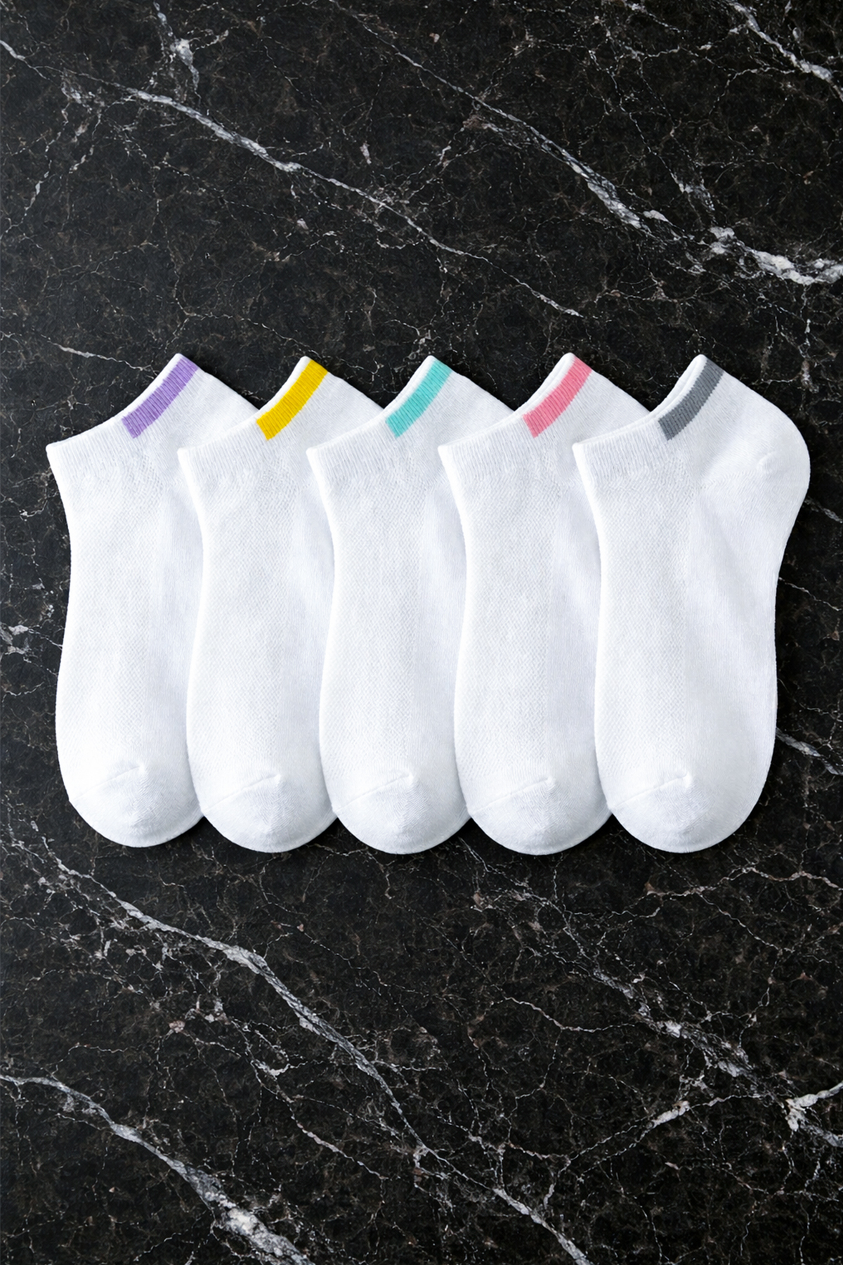 Kadın Soft 5'Li Set Patik Çorap Çizgi Desenli - Görsel 3